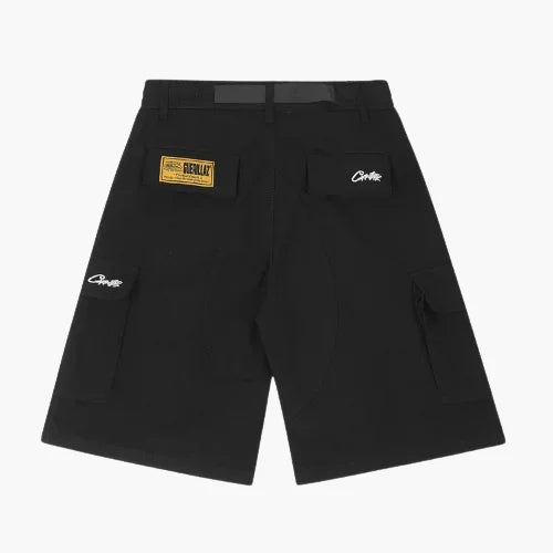 Corteiz Alcatraz Cargo Shorts Black Yellow