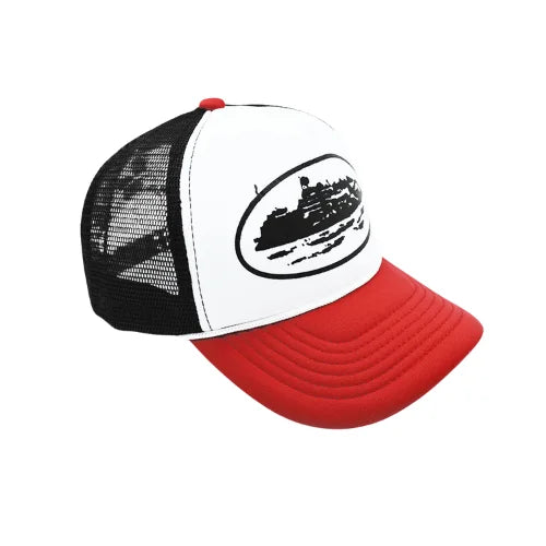 Corteiz Alcatraz Trucker Hat White Red - image 2
