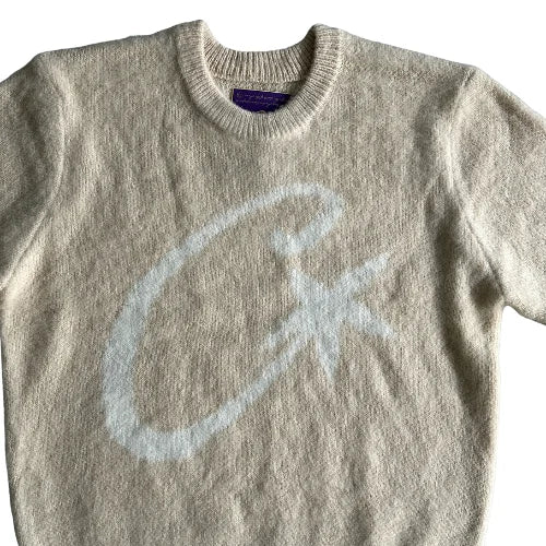 Corteiz C Star Mohair Knit Sweatshirt - Cream