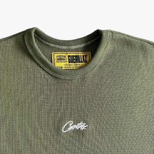 Cortiez Waffle C Stars Long Sleeve-Army Green