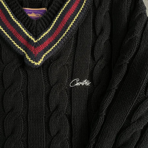 Corteiz Wimbledon Knit Sweater - Black