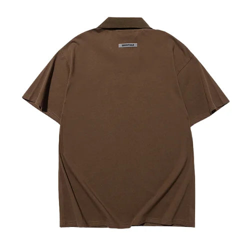 Essentials Marrom Collar T Shirt