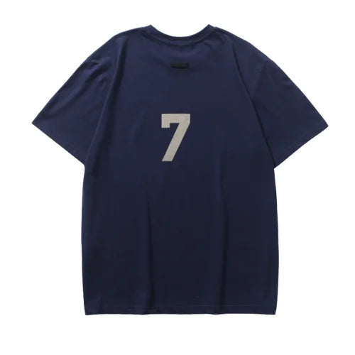 Essentials Navy Blue 7 Logo T Shirt