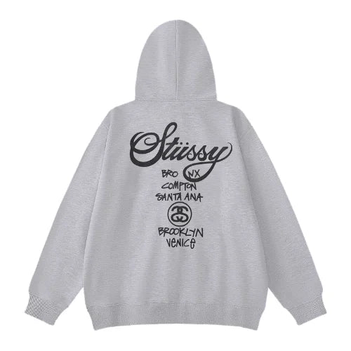 Stussy Bluza World Tour Zip Grey