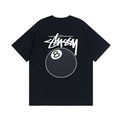 Black Stussy 8 Ball Pigment Dyed T Shirt
