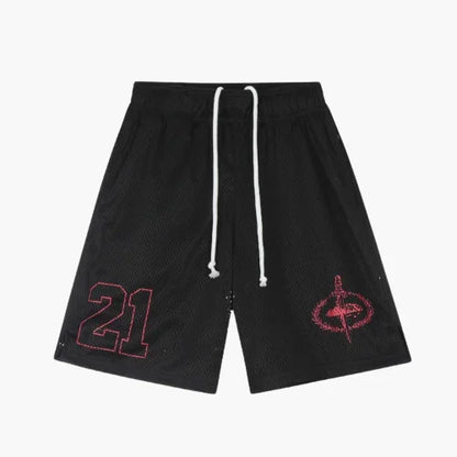 Corteiz 21 Mesh Panel Black Shorts