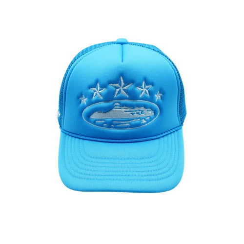 Corteiz 5 Starz Alcatraz Trucker Hat Blue