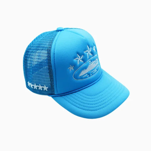 Corteiz 5 Starz Alcatraz Trucker Hat Blue - image 3