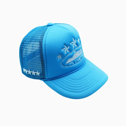 Corteiz 5 Starz Alcatraz Trucker Hat Blue - image 3