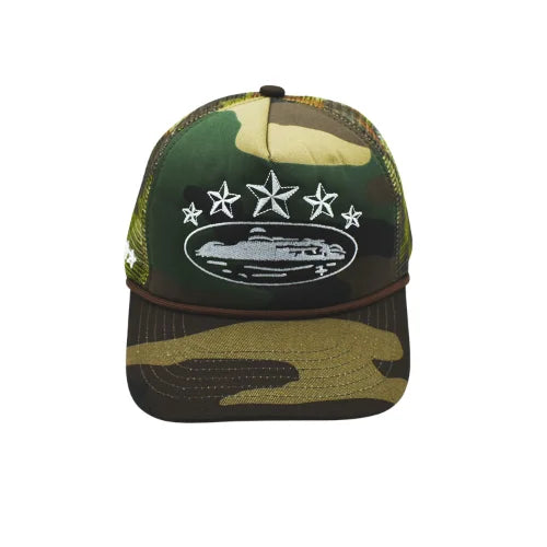 Corteiz 5 Starz Alcatraz Trucker Hat Green Camo