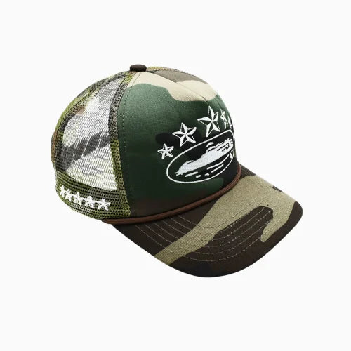 Corteiz 5 Starz Alcatraz Trucker Hat Green Camo - image 3