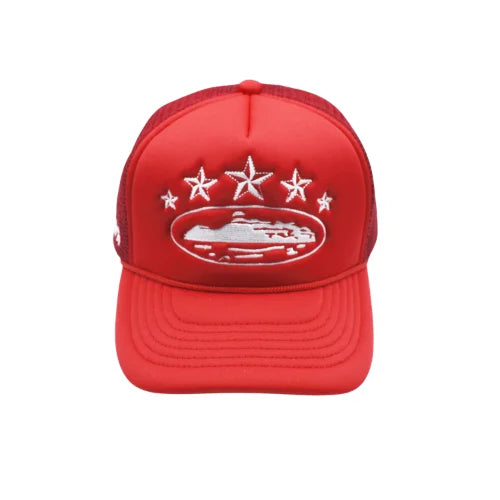 Corteiz 5 Starz Alcatraz Trucker Hat Red