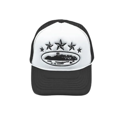 Corteiz 5 Starz Alcatraz Trucker Hat White Black