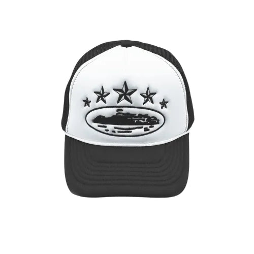 Corteiz 5 Starz Alcatraz Trucker Hat White Black