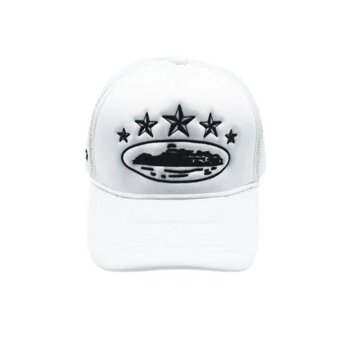 Corteiz 5 Starz Alcatraz Trucker Hat White