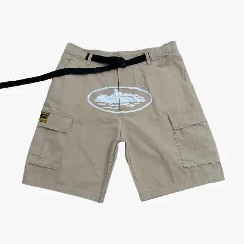 Corteiz Alcatraz Cargo Shorts Beige