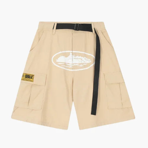 Corteiz Alcatraz Cargo Shorts Cream