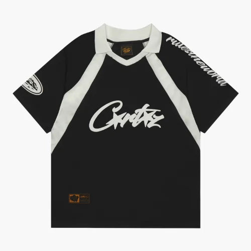Corteiz Alcatraz Football T Shirt Black White