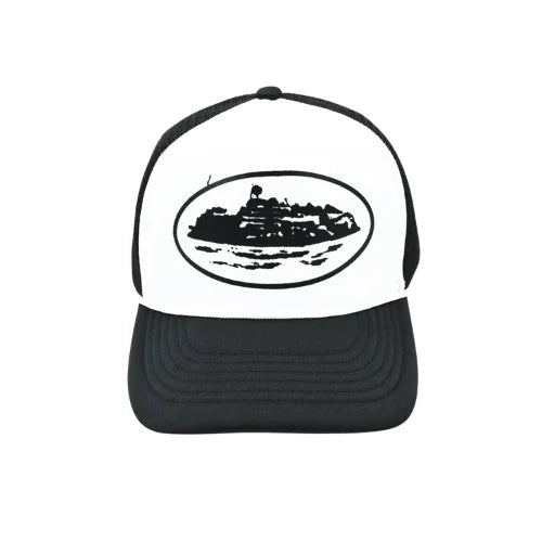 Corteiz Alcatraz Trucker Hat Black White