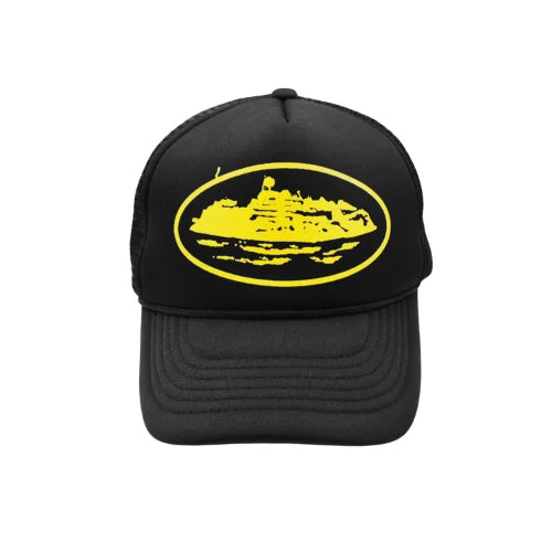 Corteiz Alcatraz Trucker Hat Black Yellow