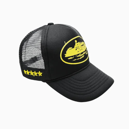 Corteiz Alcatraz Trucker Hat Black Yellow - image 3