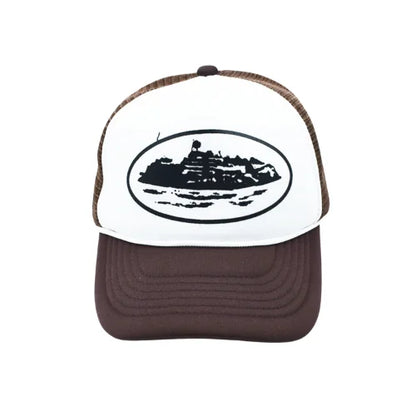 Corteiz Alcatraz Trucker Hat White Brown