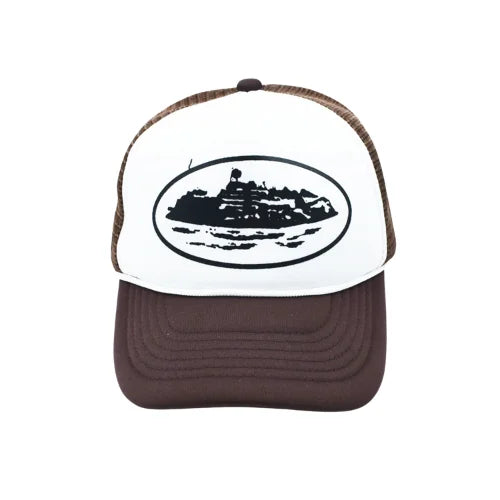 Corteiz Alcatraz Trucker Hat White Brown