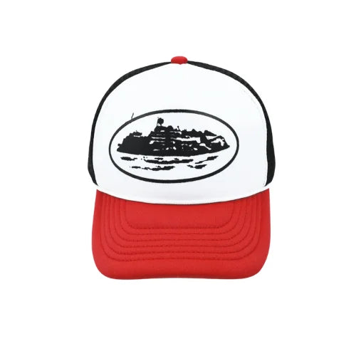 Corteiz Alcatraz Trucker Hat White Red