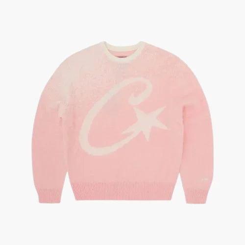 Corteiz C Star Gradient Mohair Knit Sweater Pink