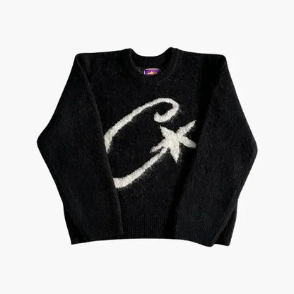 Corteiz C Star Mohair Knit Sweatshirt - Black