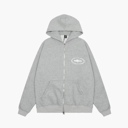 Corteiz Colly Arch Zip Hoodie Grey White