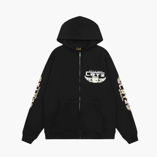 Corteiz Gasolina Double Zip Black Hoodie