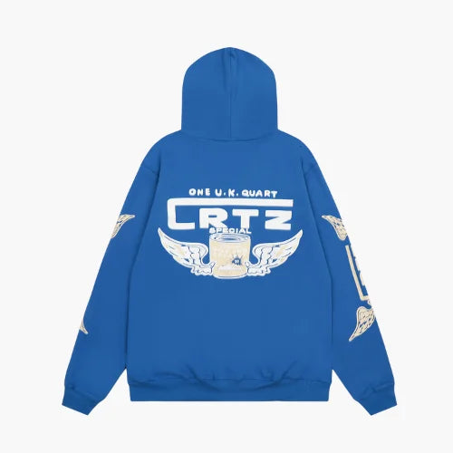 Corteiz Gasolina Double Zip Blue Hoodie