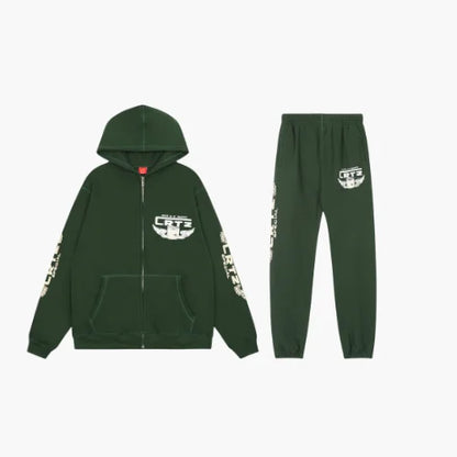 Corteiz Gasolina Double Zip Green Tracksuit
