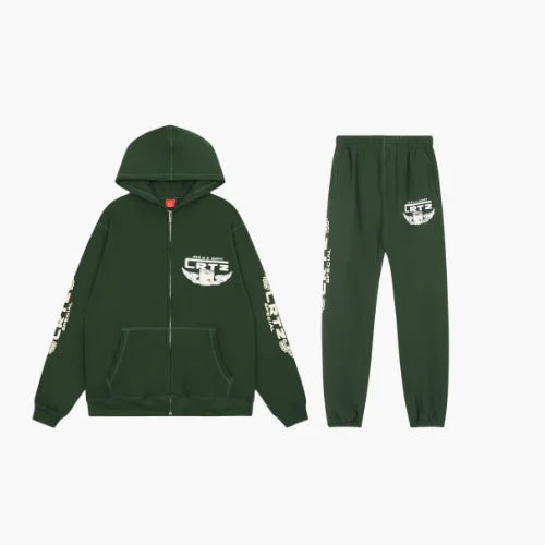Corteiz Gasolina Double Zip Green Tracksuit