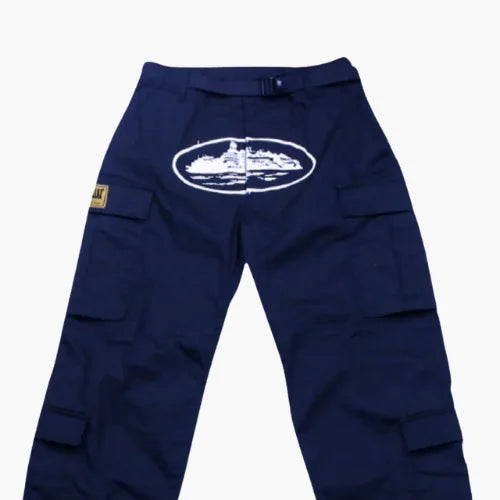 Corteiz Guerillaz Cargo Pants Navy