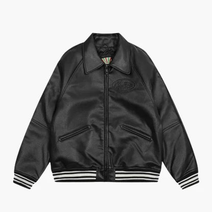 Corteiz Leather Jacket Black