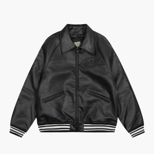Corteiz Leather Jacket Black