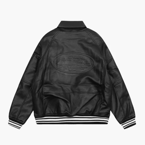 Corteiz Leather Jacket Black