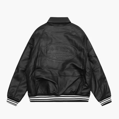 Corteiz Leather Jacket Black