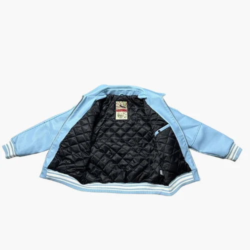 Corteiz Leather Jacket Ocean Blue