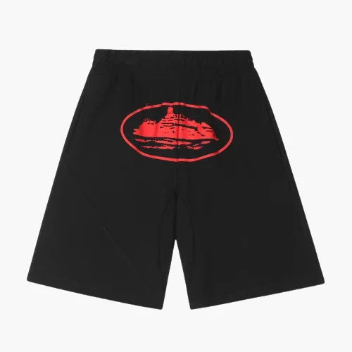 Corteiz Mens Black Red Shorts