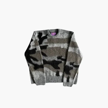 Corteiz Mohair KNIT Sweatshirt [GREY CAMO]