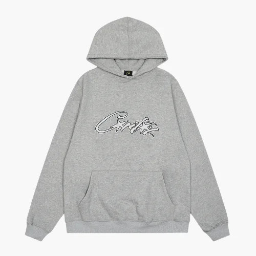 Corteiz Satin Allstarz Applique Hoodie Grey