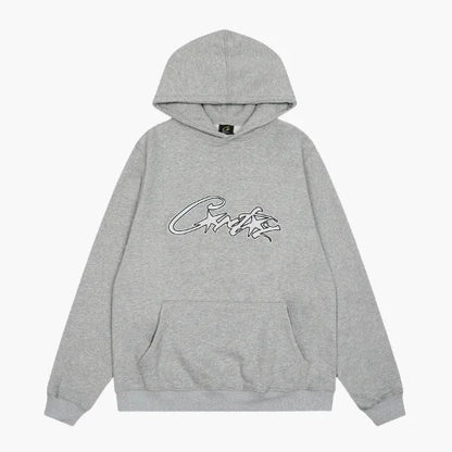 Corteiz Satin Allstarz Applique Hoodie Grey