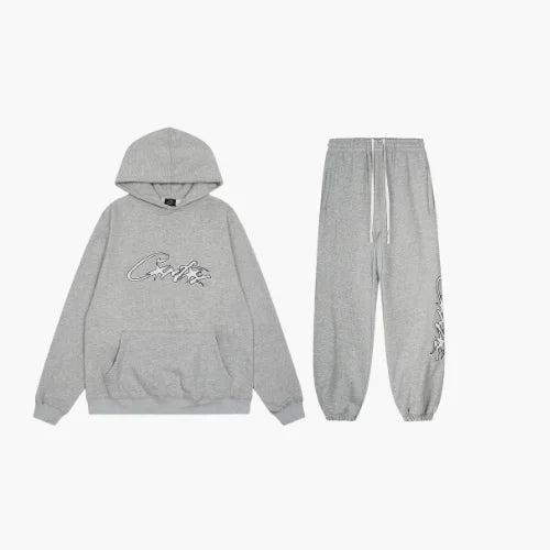 Corteiz Satin Allstarz Applique Tracksuit Grey