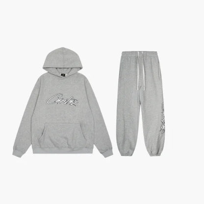 Corteiz Satin Allstarz Applique Tracksuit Grey