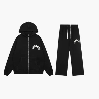 Corteiz Superior Royale Zip Tracksuit Black White