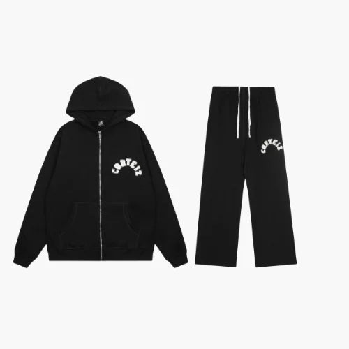 Corteiz Superior Royale Zip Tracksuit Black White