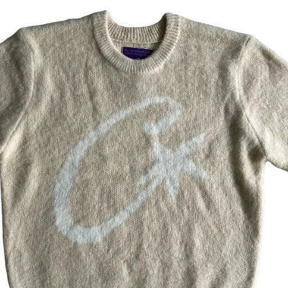 Corteiz C Star Mohair Knit Sweatshirt - Cream